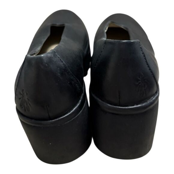 Fly London Beso Wedge Slip-Ons Black Leather 35 5 US - Picture 5 of 10